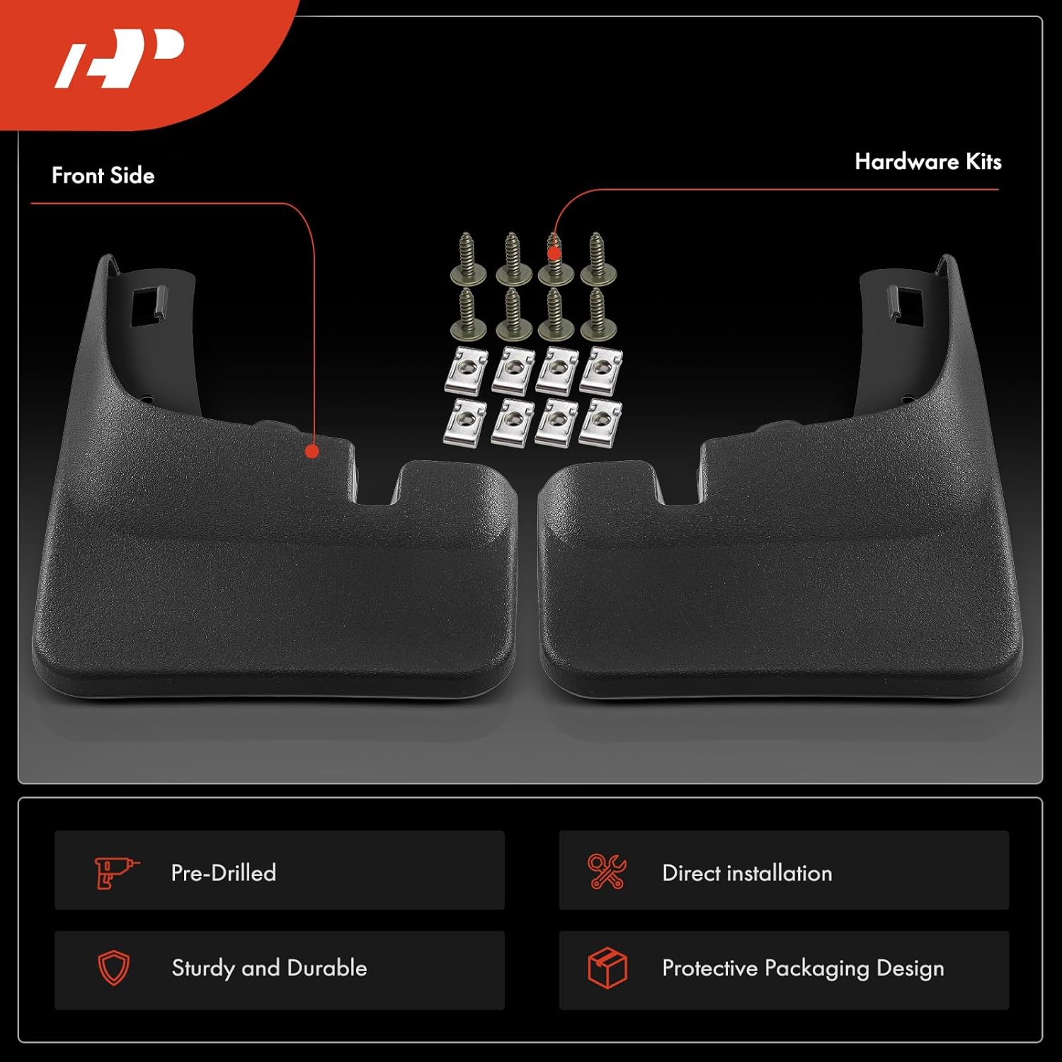 A-Premium 2x Front Mud Flaps Compatible with Ford F-150 2021-2024 (for Pickup W/O Fender Flares, not fit Raptor/Lightning), No Drill Required Guards Splash fit for 2024 2023 2022 2021 F150 Accessories