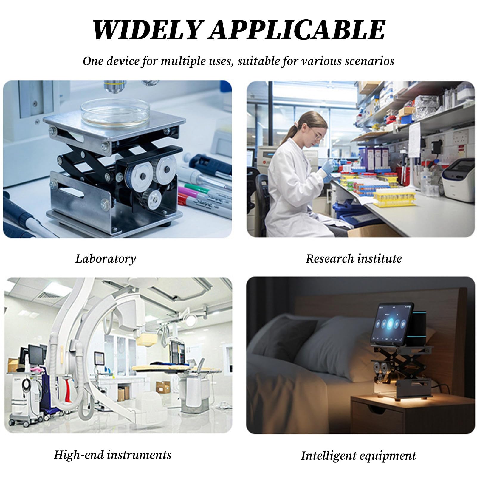 Supporto da Laboratorio in Acciaio Inossidabile, Piattaforma di Sollevamento elettrica con martinetto a Forbice, per Laboratorio e postazione di Lavoro Industriale 200 * 200MM