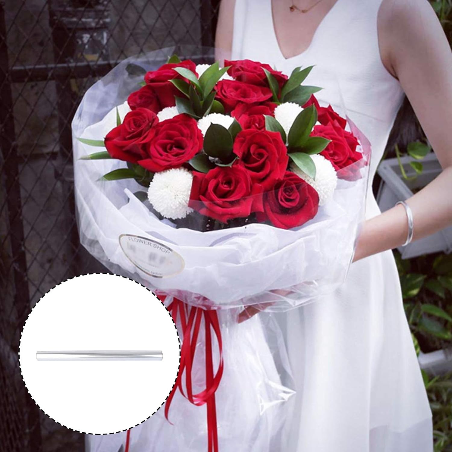 WATIIFUFU 1roll Flower Basket Wrapping Cellophane Wrapping Roll for Bouquets Safe Easy to Use