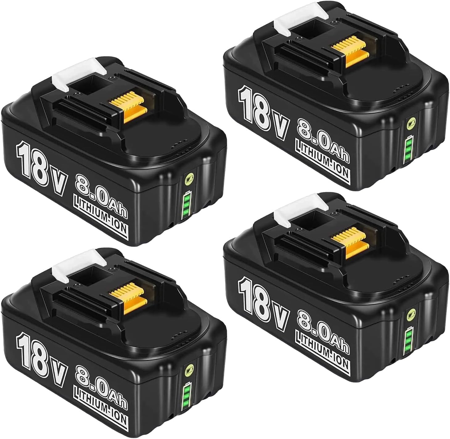 4 Pieces 8000mAh 18Volt Batteries Replacement for Makita Battery 18V, Compatible with Makita 18V Battery BL1860 BL1840 BL1830 BL1820 BL1815 BL1835 BL1845 Cordless Tool with LED Indicator