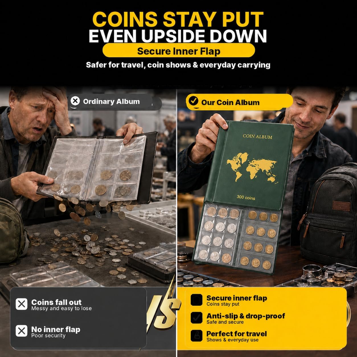 ANKHOH 300-Pocket Coin Collection Book for US and Foreign Coins Green image 2