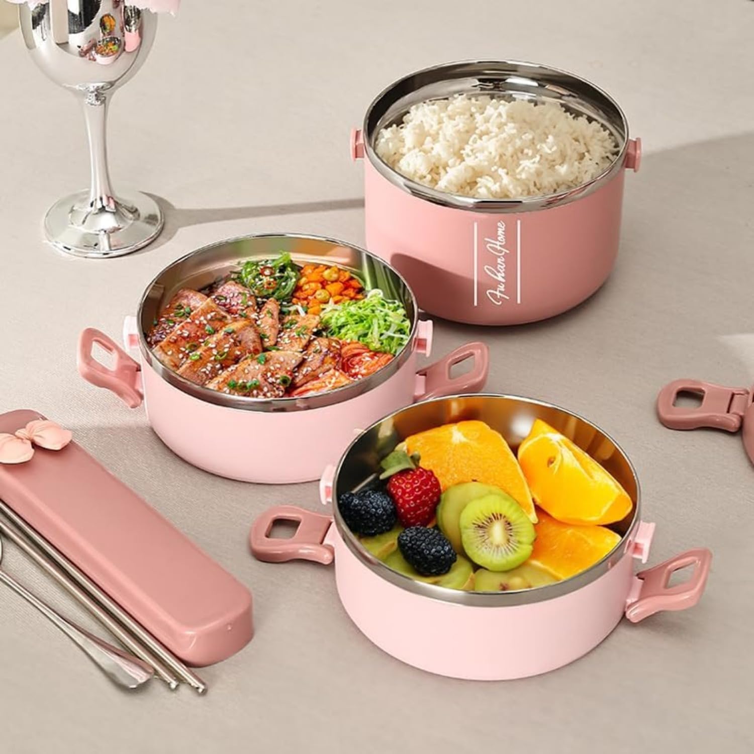 保温弁当箱 3段重ね式 レンジ対応*2 Amazon｜お弁当箱 保温ランチジャー 保温弁当箱 二段 三段