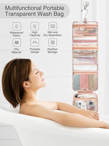 Miniatura 8 de Relavel Neceser colgante aprobado por la TSA para mujeres y hombres, 1-Oro Rosa, Neceser