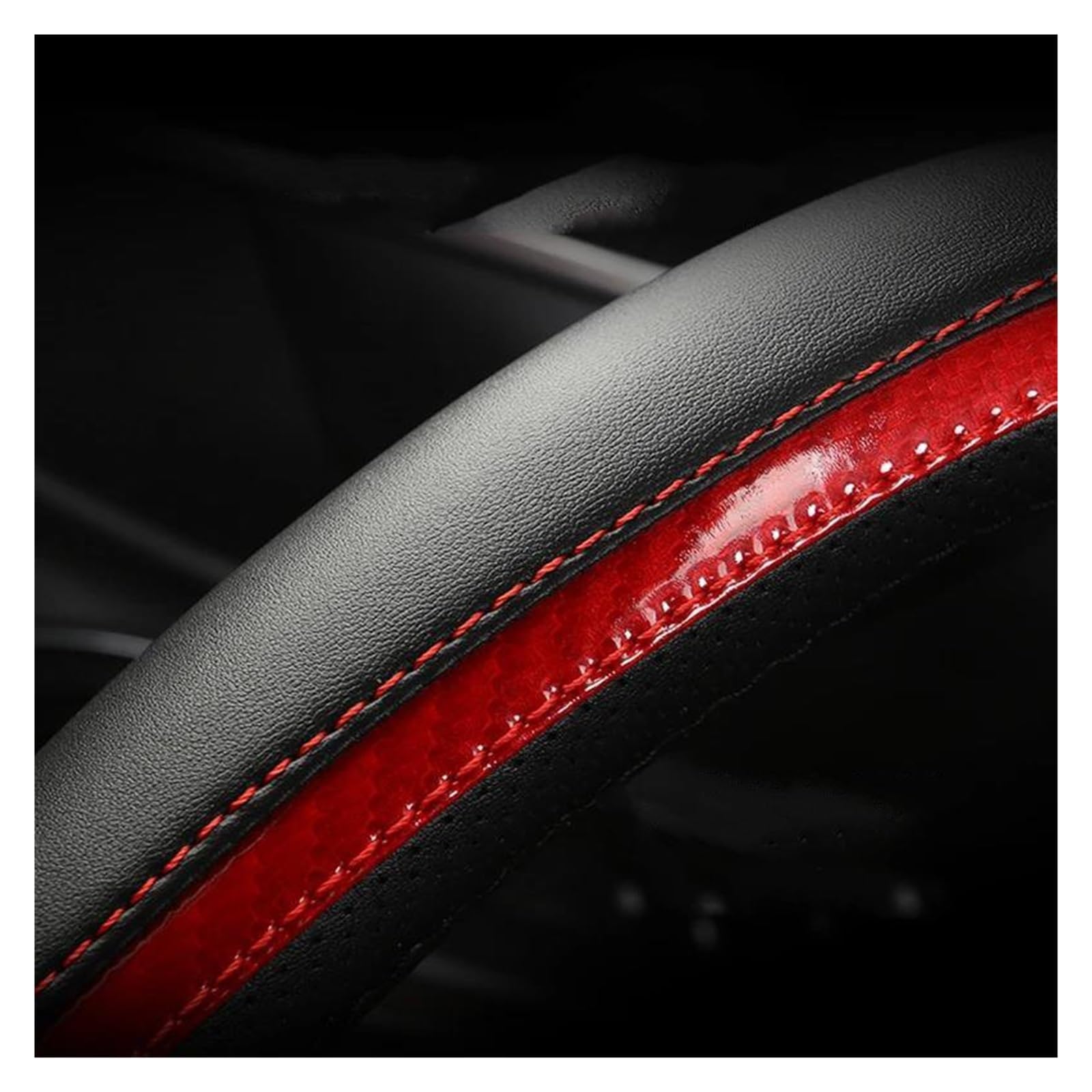 Pokrowiec na kierownicę samochodową w kształcie litery O i D, 38 cm, pasuje do Kia Rio 2, 3, 4, X-Line, K2, K3, K4, K5, KX1, KX3, KX5, Sportage, czarny pokrowiec na kierownicę samochodową w kształcie