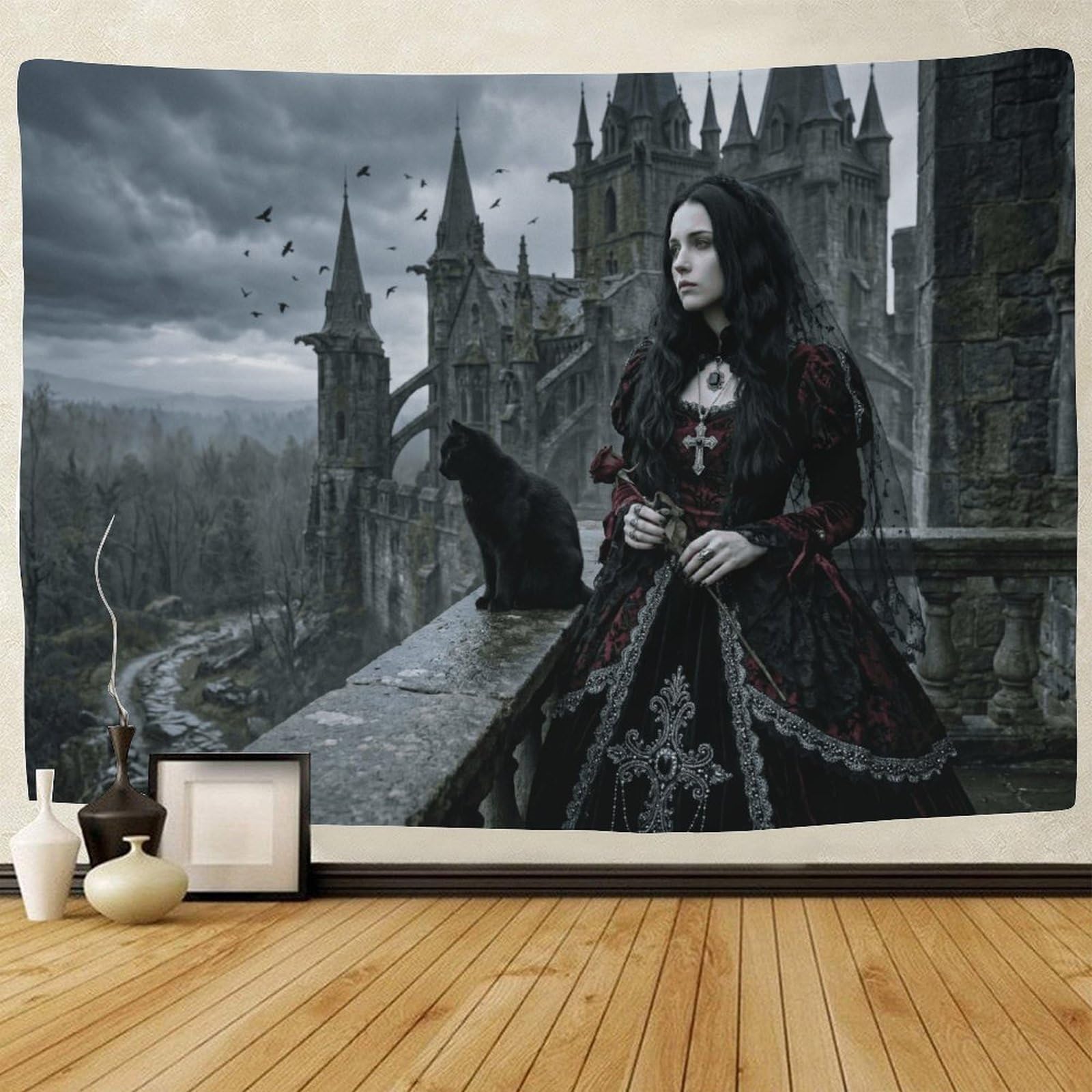 GPMNBCXZK Gothic Victorian Woman Wall Tapestry 3D Print Wall Hanging Decor Tapestries Poster Home Decoration Bedroom Dorm 100cmx150cm
