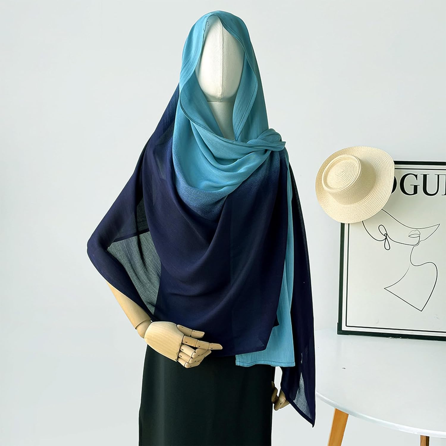 Premium Ombre Viscose Hijab Scarf for Women Muslim Lightweight Gradient Color Shade Hair Wraps Long Hijabs Scarves - Image 6