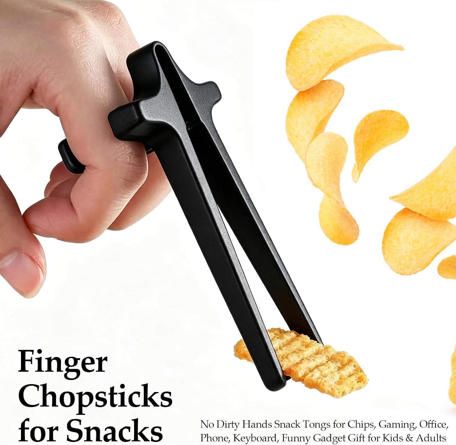 8 PCS Finger Chopsticks for Snacks, Wheat Straw Gamer Snack Grabber Clips, No Dirty Hands Snack Tongs for Chips, Gaming, Office, Phone, Keyboard, Funny Gadget Gift for Kids & Adults