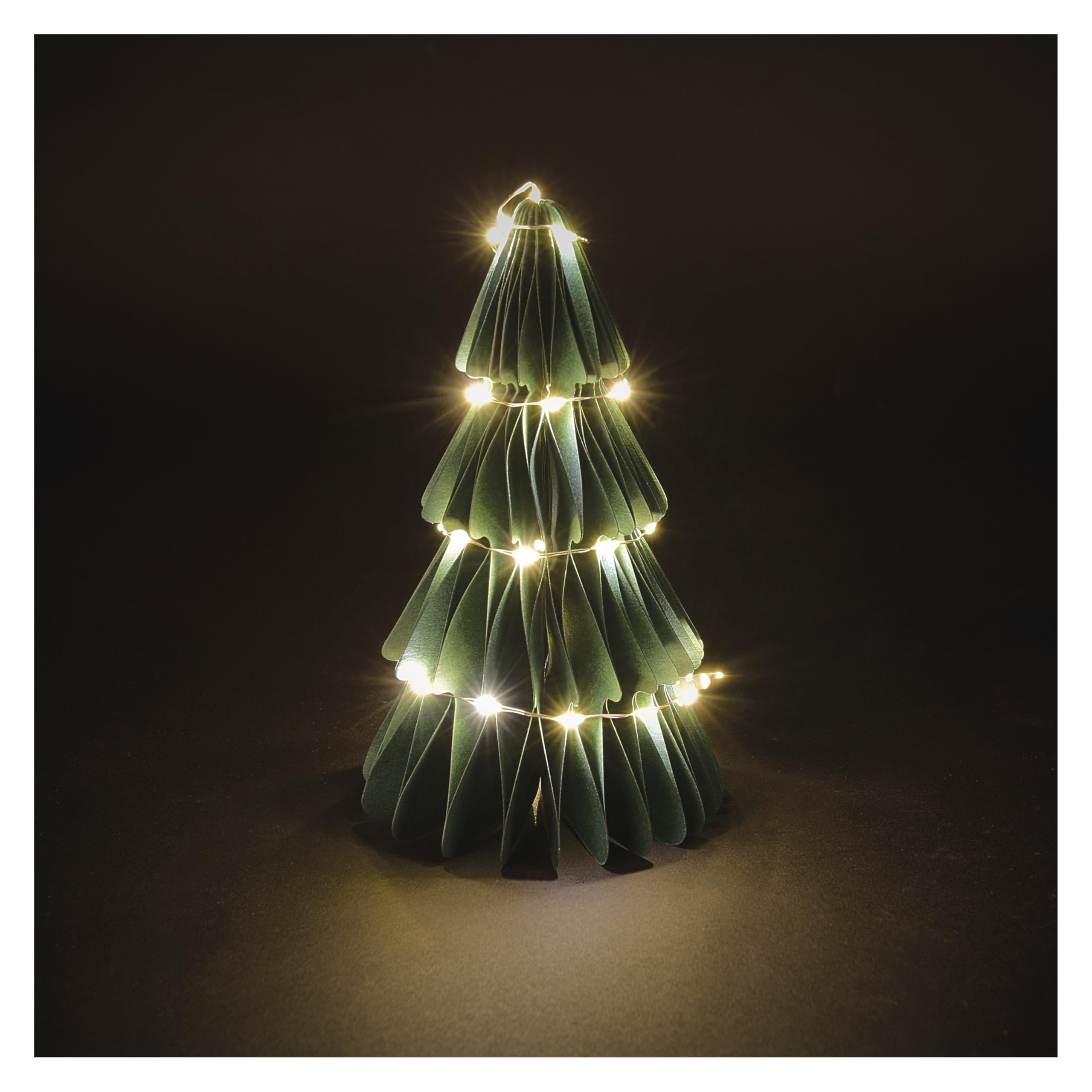 EMOS - LED-Tannenbaum aus Papier, 15 cm - faltbarer Papierbaum, Lichterkette 35 LEDs, Warmweiß - 6/18h Timer, batteriebetrieben (2x AA) - Lebensdauer 10000 Stunden - für Innenbereich - Grün
