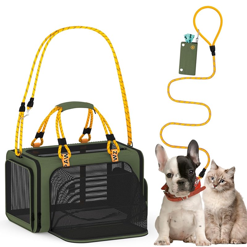 Bolsa de Transporte Expansível para Gatos PAWZIDEA com Malha Respirável WAKA02 Verde 45,72 x 27,94 x 27,94 cm