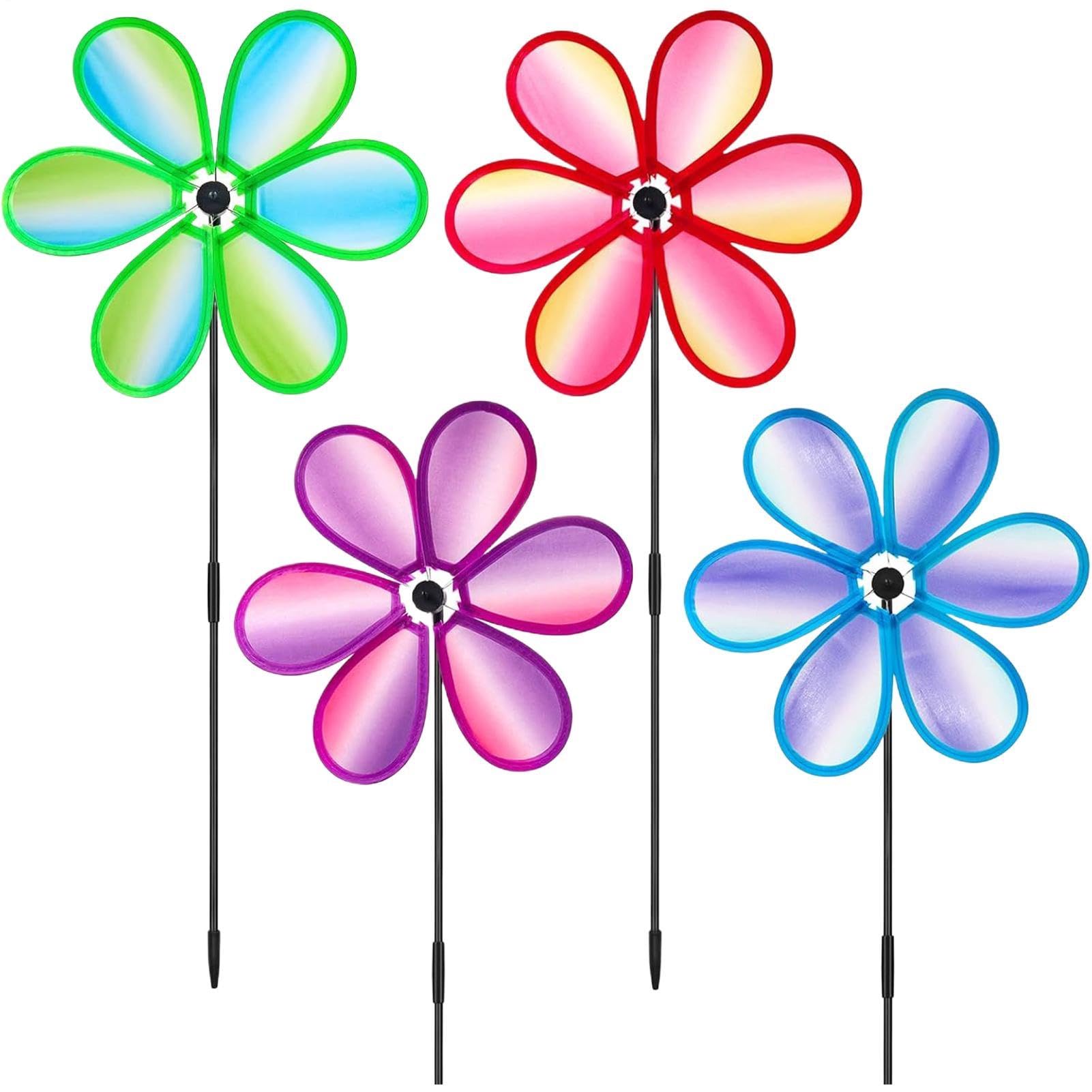 Molinillos de viento decorativos con diseño de flor resistentes a la intemperie