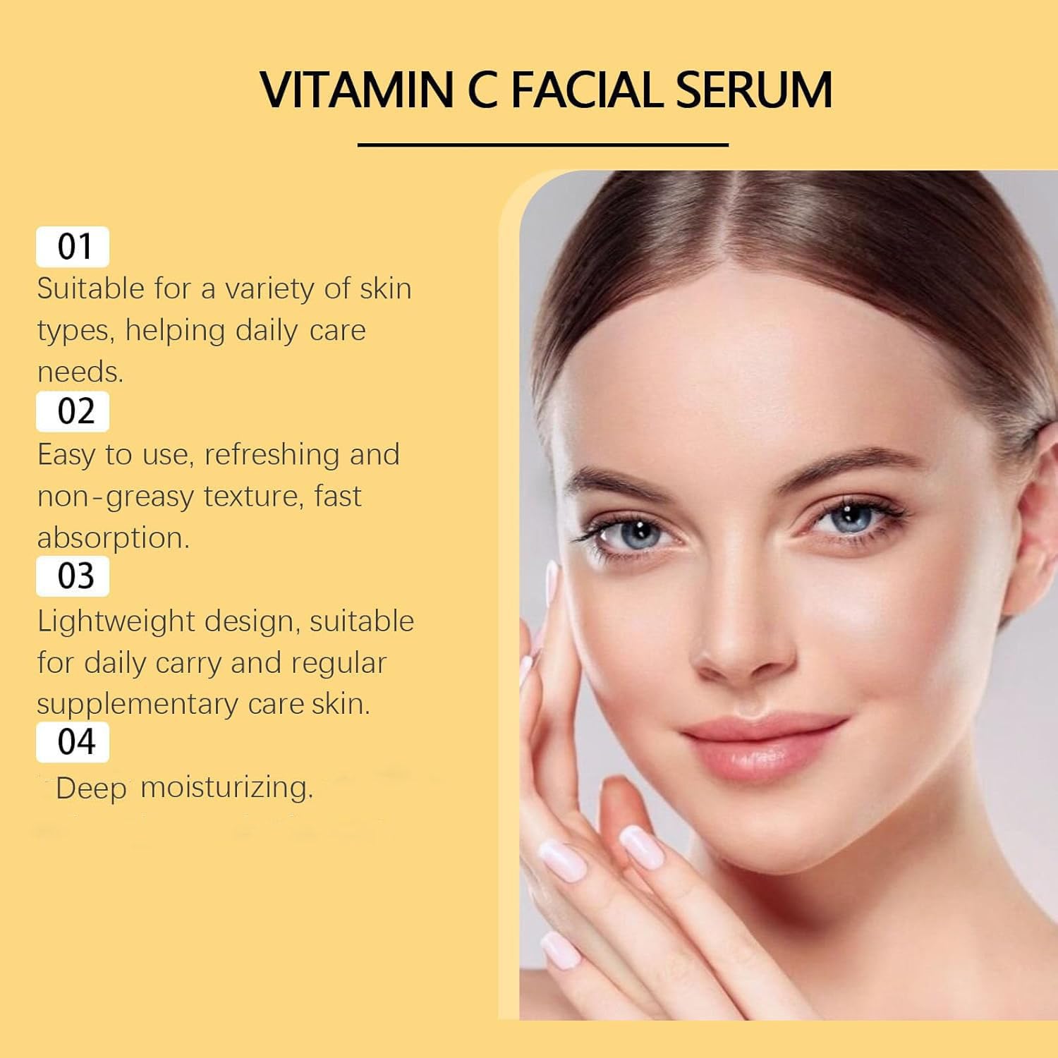 Serum do twarzy z witaminą C Plus, serum nawilżające z witaminą C, serum rozjaśniające ciemne plamy, rozjaśnia i nawilża skórę, nawilżające, przeciwzmarszczkowe (8 szt.)
