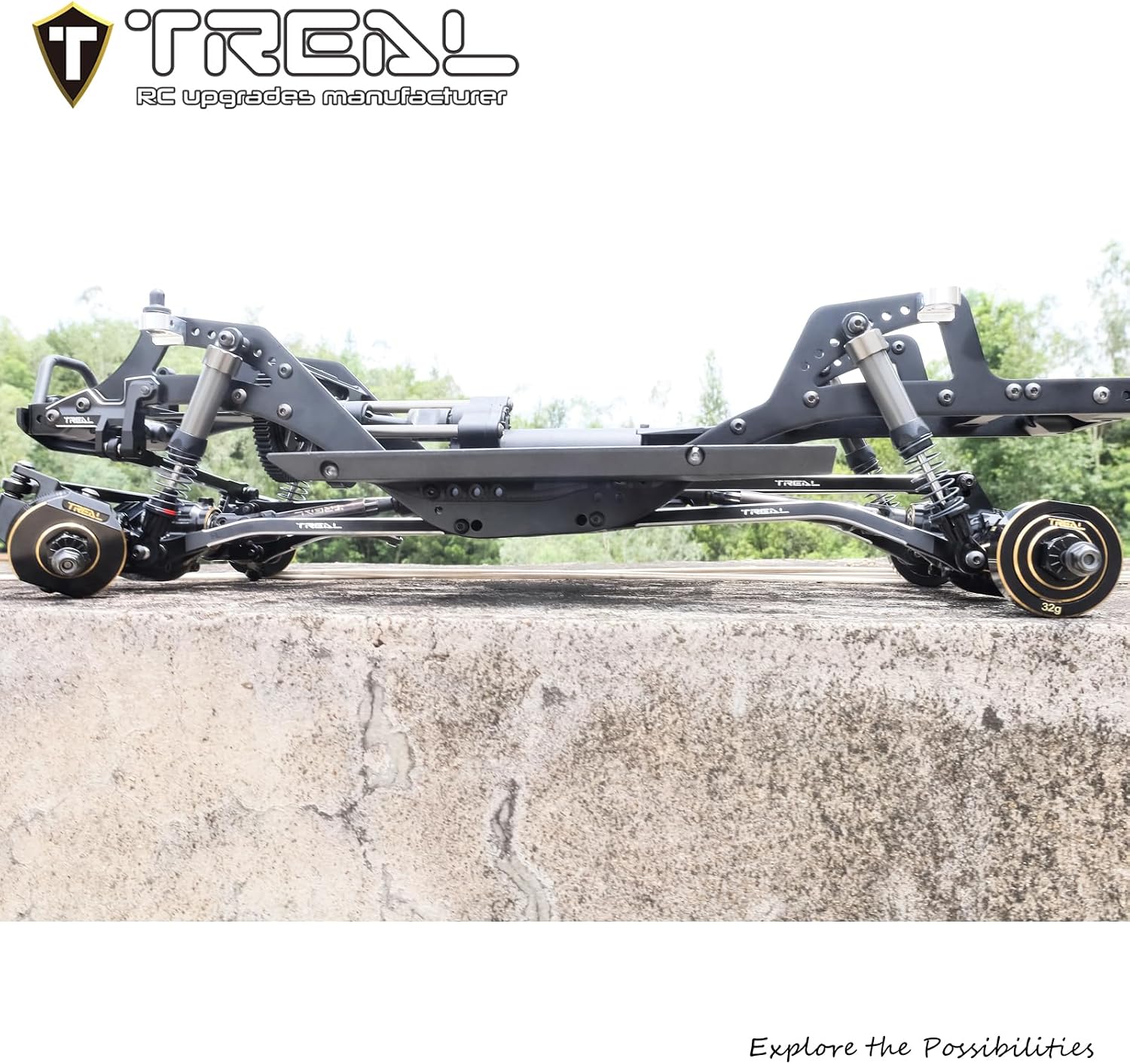 TREAL SCX10 PRO Links Set Aluminum 7075 CNC Machined Lower Upper Steering Linkages (13pcs) Upgrades Parts(Black)