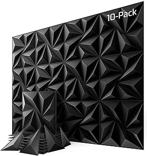 10-Pack 3D Wall Panels, 59" x 23" Textured Geometric Design Wall Tiles, PVC Decorative Wall Panels for Living Room, Bedroom, Bathroom, Office, Modern Wall Decor, Easy Install & Paintable