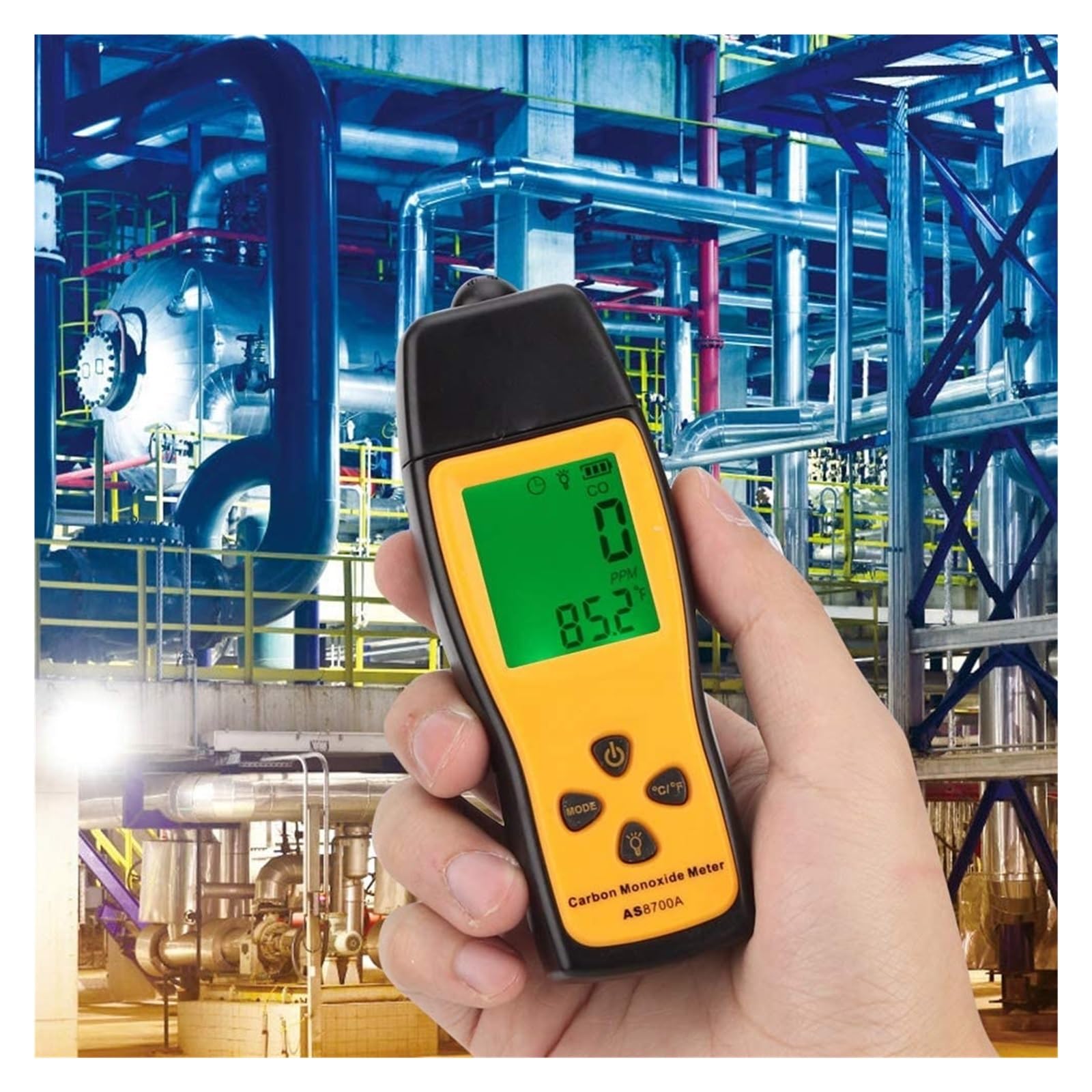 Detector de Gas portátil 0-1000ppm, medidor monóxido carbono con Monitor calidad del aire, probador CO, pantalla LCD Alta Precisión
