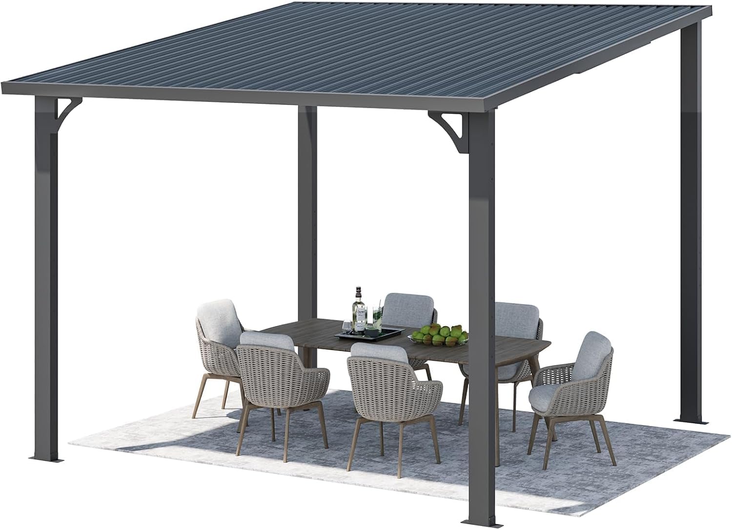 YODOLLA 3x3m Hardtop Pergola Aluminium Jardin Exterieur,Pergola Adossée