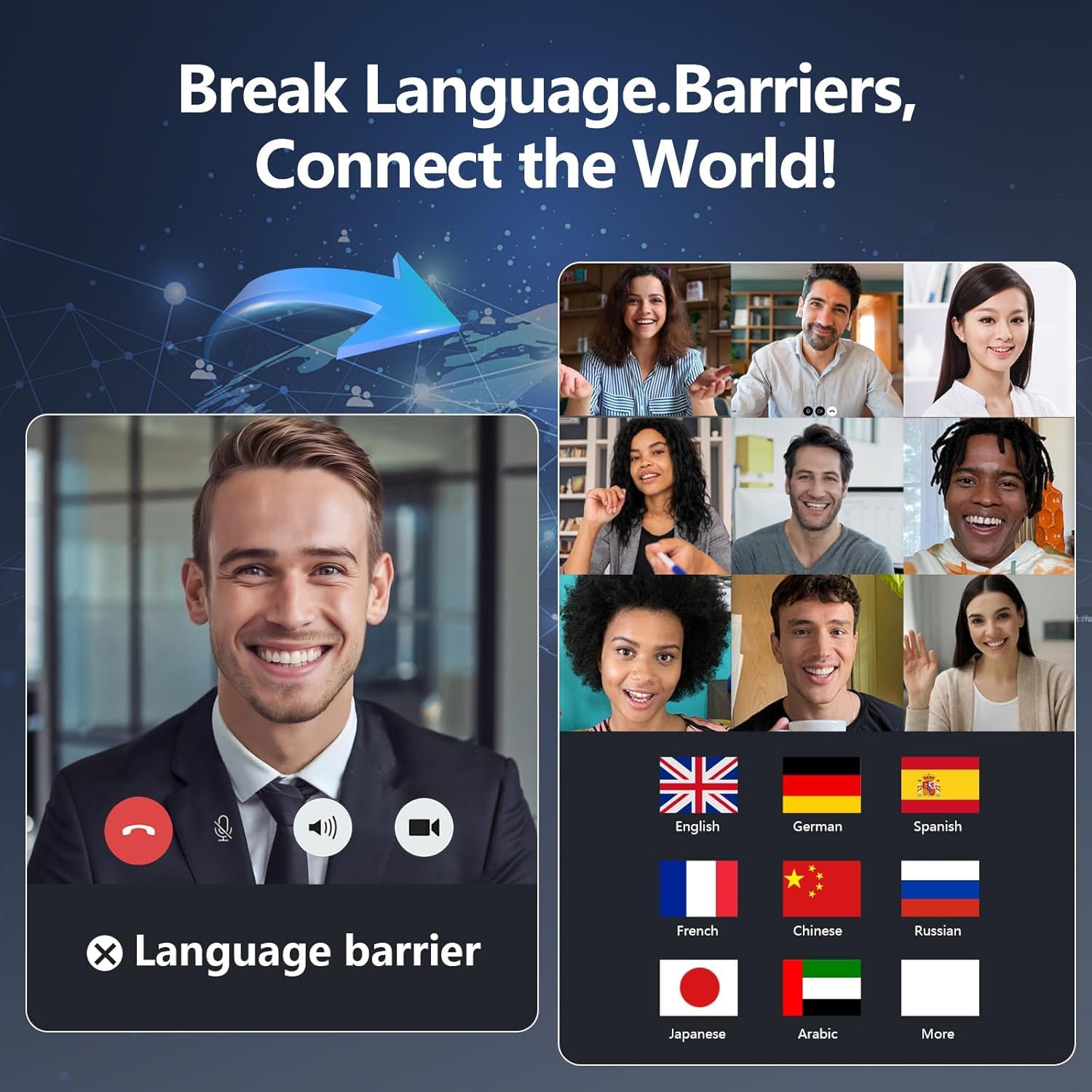 AI Écouteur Traducteur Instantané, Écouteur traducteur Vocal Temps Réel Bluetooth avec écran de Couleur LCD Touch, sans Fil Réduction du Bruit Oreillette, 144 Langues