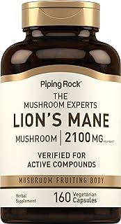 Piping Rock Lions Mane Mushroom Supplement Capsules | 160 Pills | Extract for Women and Men | Vegetarian, Non GMO & Gluten Free