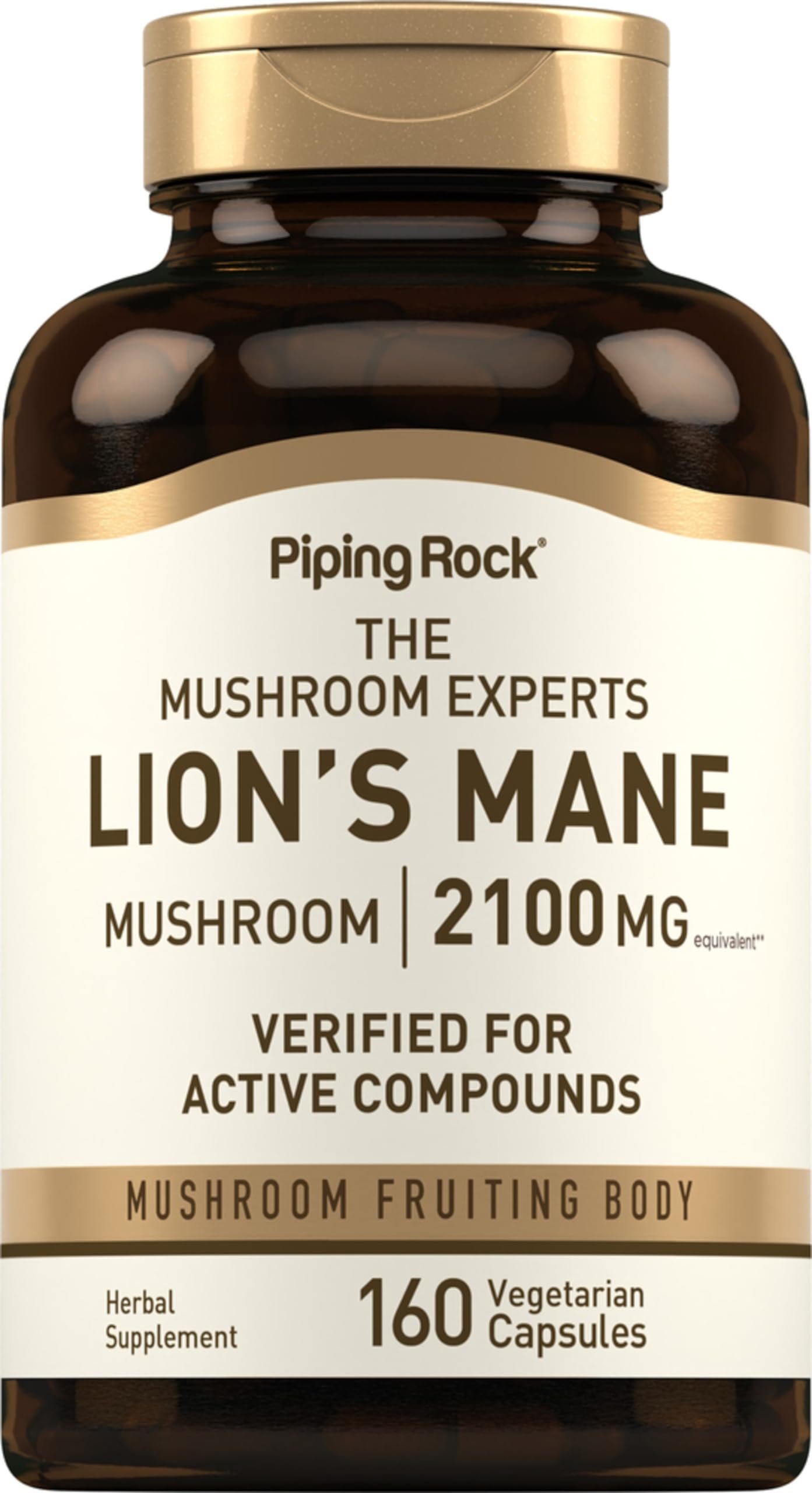 Piping Rock Lions Mane Mushroom Supplement Capsules | 160 Pills