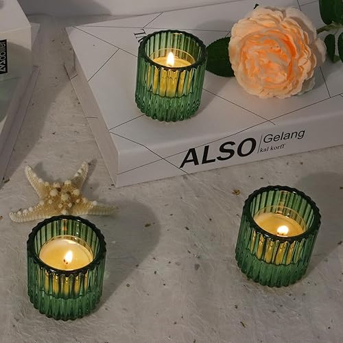 Miniatura 5 de Portavelas de cristal, 6 piezas (verde)