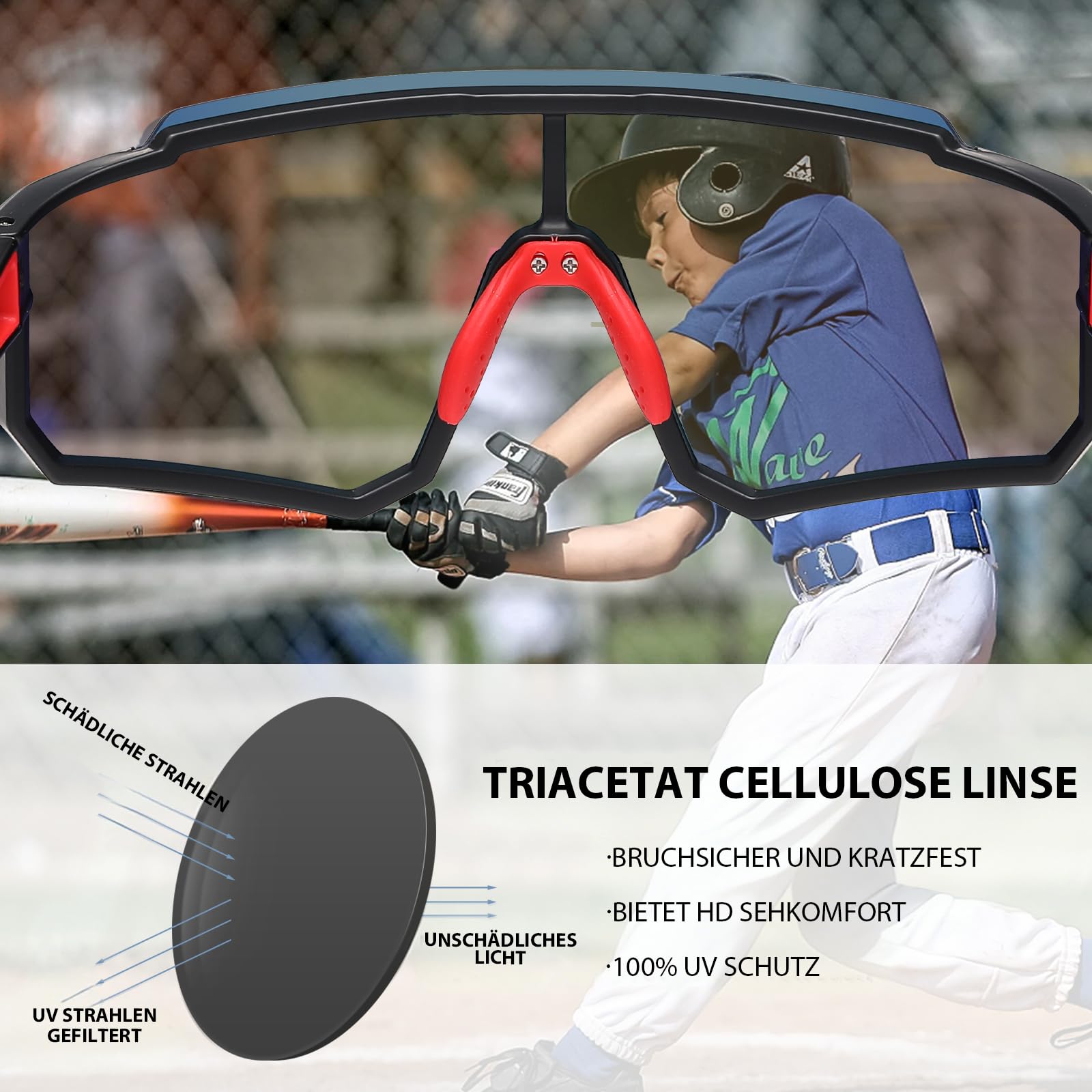 DUCO Polarizzato Gioventù Sport Ciclismo Ombra Luce Montatura UV400 Bambino Ragazzi Ragazze Baseball Occhiali da Sole 8-16 Anni DK310