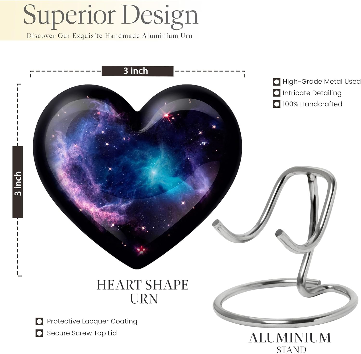 Galaxy Urns for Human Ashes Adult Man, Galaxy Heart Urn Keepsake - Blue Tiny Memorial Urn, Small Cremation Keepsake for Women & Men, Funeral Urns for Human Ashes Adult Female & Male,3 Inch