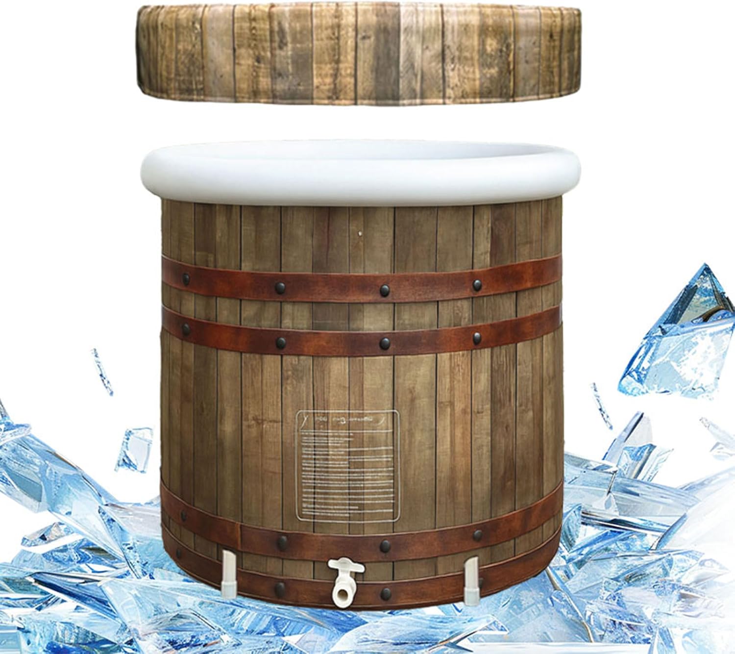 B&Y XL Ice Bath Tub, Adult 100 Gal Cold Plunge Bathtub, 80cm Ø Portable Cold Tub for Athlete, Freestanding Spa Tub for Cold Water Therapy