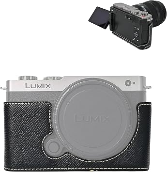 VOVMOEYA Protective Camera Case for Panasonic LUMIX DC-S9, Leather and Cloth, Black, Camera Case, Not Water Resistant, 1/4"-20 Tripod Mount