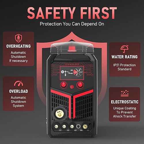 Miniatura 4 de YESWELDER Cortador de plasma Soldador Combo Gas MIGGasless MIGLift TIGStickCUT 5 en 1 Máquina de soldadura FIRSTESS MP200
