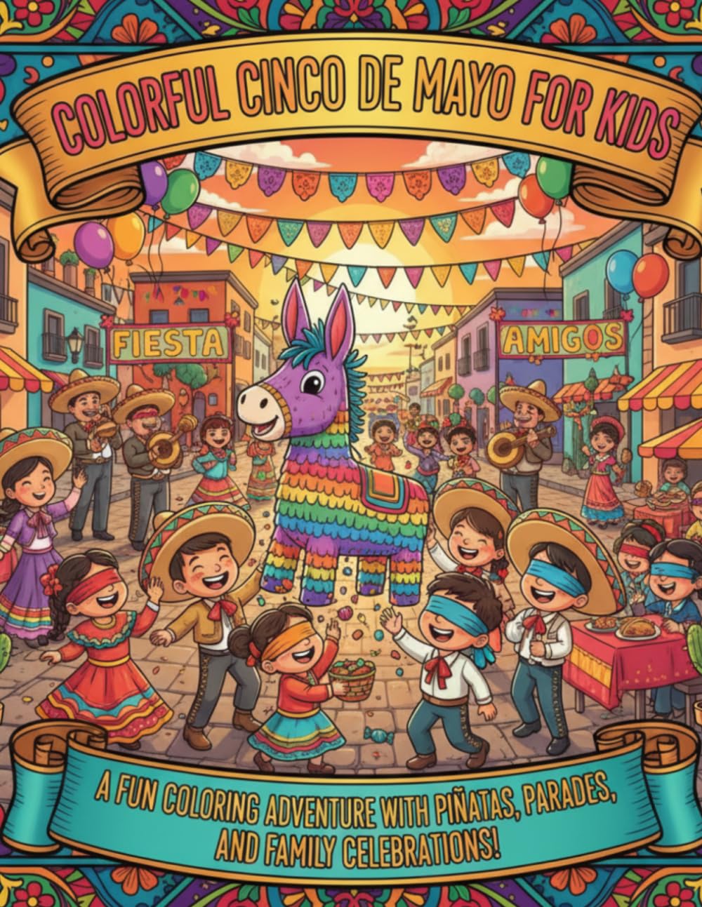 Colorful Cinco de Mayo for Kids: A Fun Cinco de Mayo Coloring Adventure for Ages 4–8 with Piñatas, Parades, and Family Celebrations