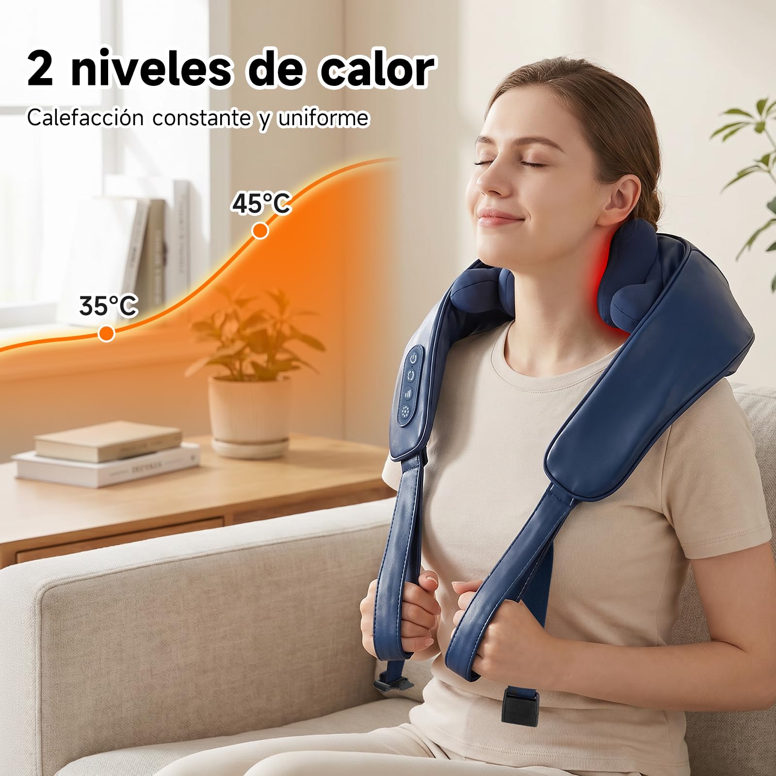 Masajeador Amasador Eléctrico Shiatsu para Espalda y Cuello