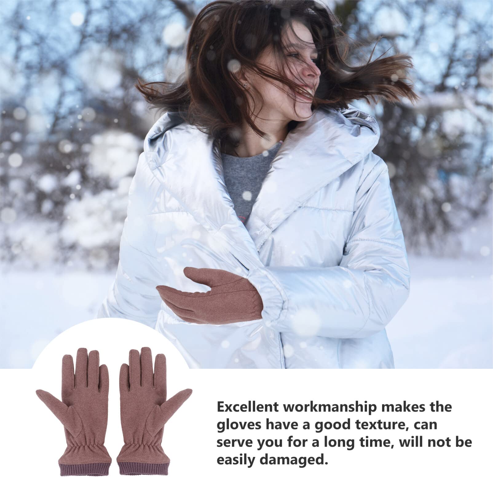 IMIKEYA Warm Gloves for Women Winter Double Layer Mitten Girls Mittens Comfortable Thermal Gloves