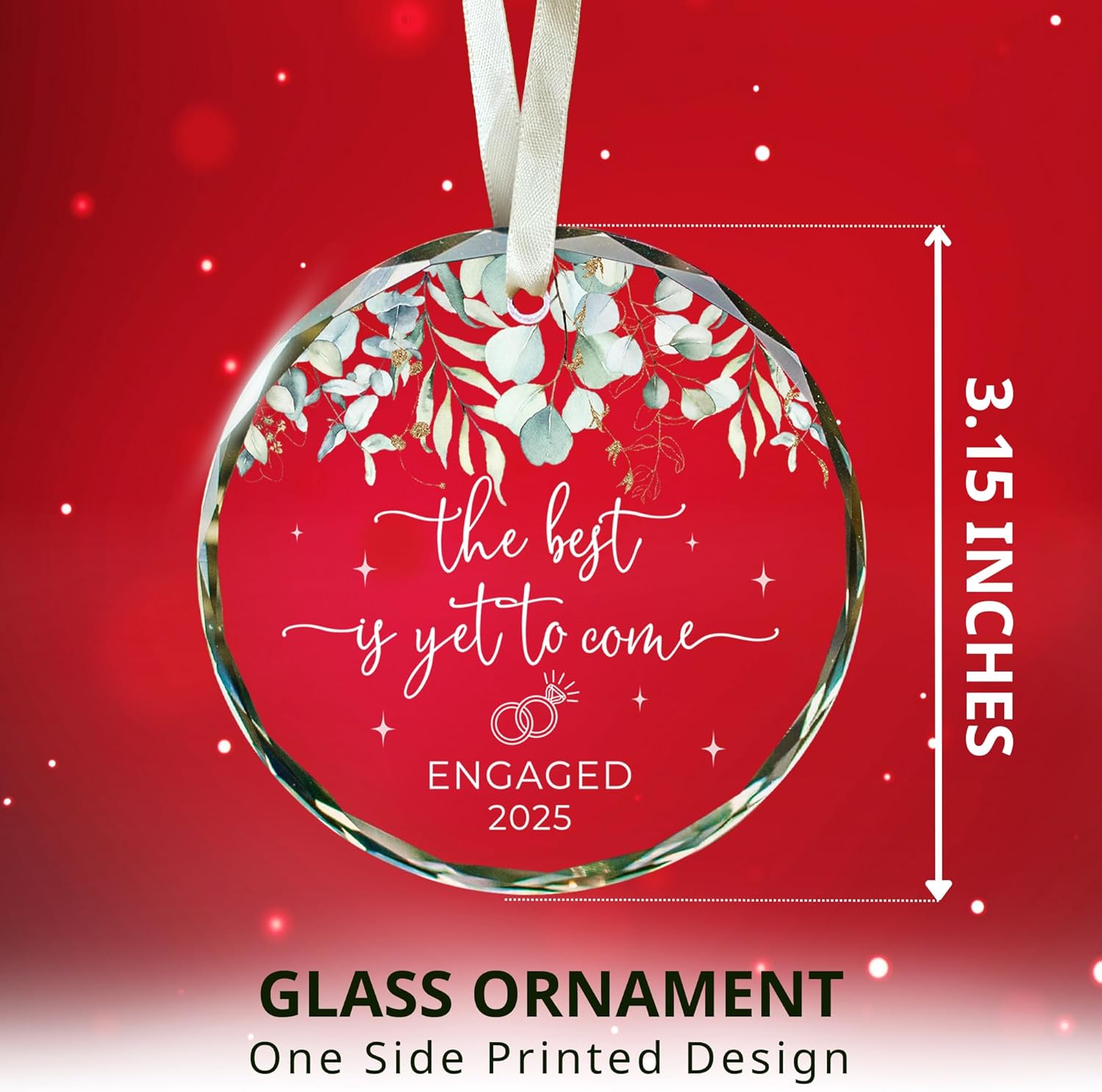 Condition photo showing New/Like New for Engagement Gifts for Couples - Gifts for Newly Engaged Couples - Happy Engagement Gift for Her, Bride to Be - Just Engaged Ideas for Her, Friends - Glass Ornament 2025