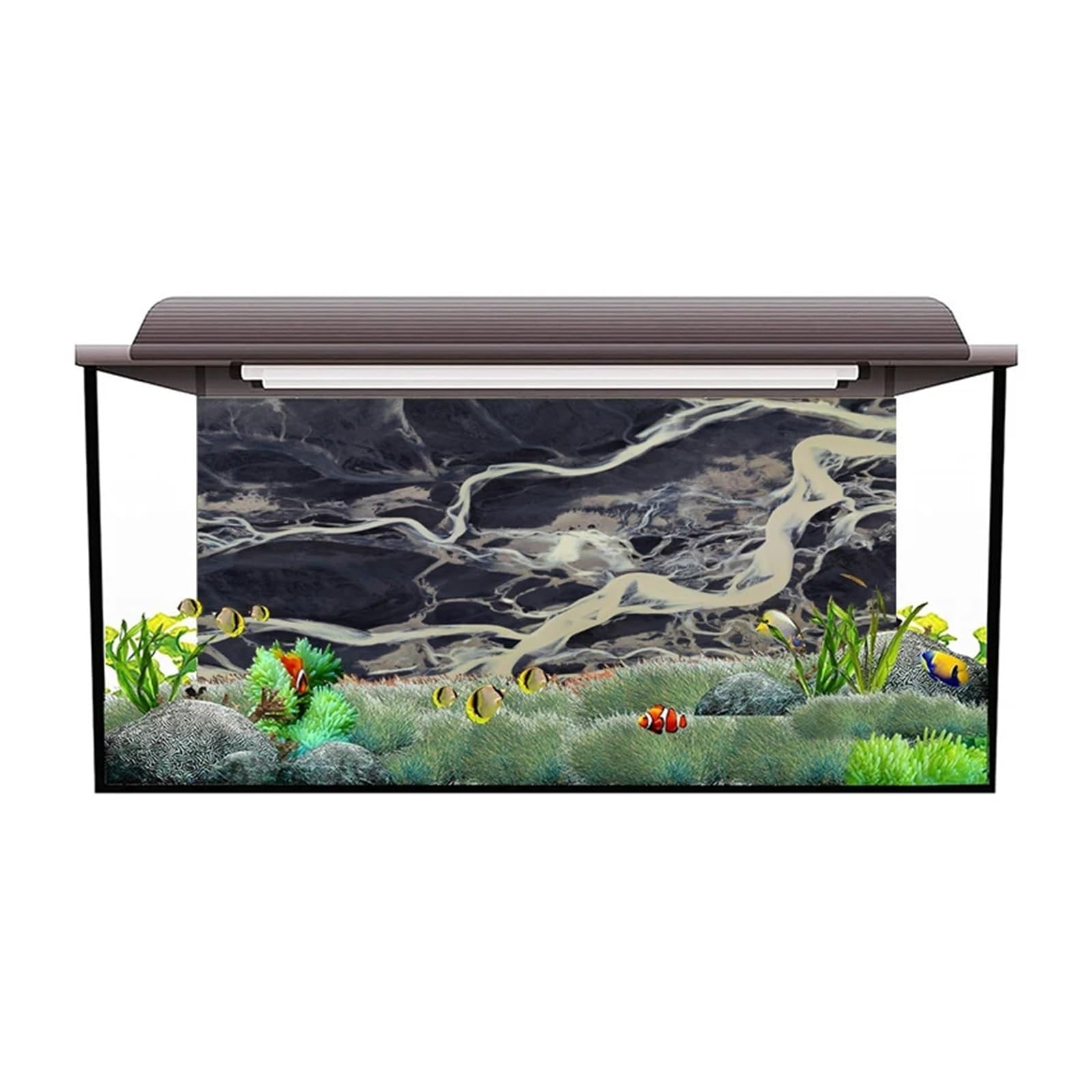 Fond D'Aquarium Autocollant adhésif en PVC for Fond d'aquarium 3D, Motif Rocheux(Color3,54x122cm)