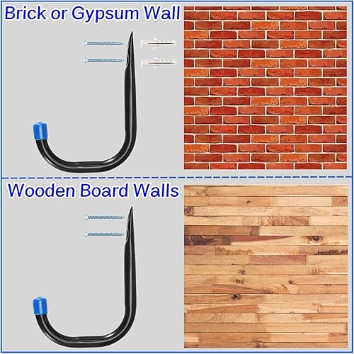 Miniatura 4 de Ganchos de almacenamiento de garaje para colgar, ganchos de utilidad en J de montaje en pared resistentes de 4 pulgadas, ganchos organizadores para