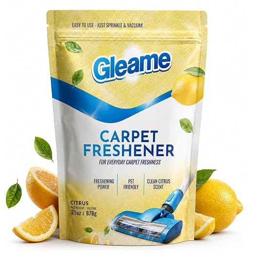 Carpet Deodorizer Powder - Lemon Citrus Scented 31oz Baking Soda | Long-Lasting Pet Mat Refresher with Deep Neutralizing Technology - Residue-Free Formula for Home Rugs, Couches & Car Seats