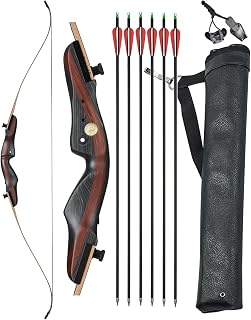 Recurve Bow Archery Set with Carbon Arrows Quiver Stringer Hunting Fishing Targeting Practice