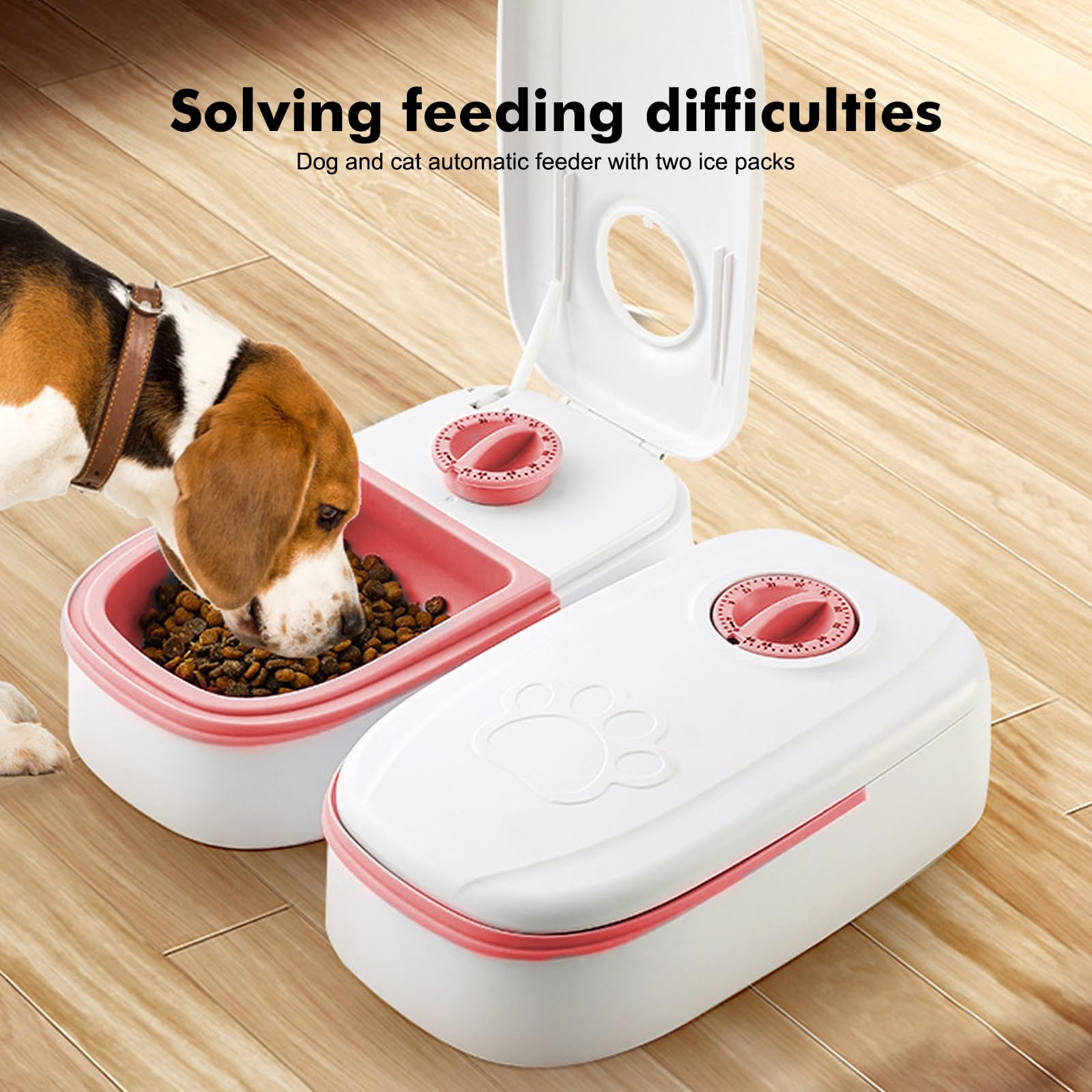 Distributeur automatique de nourriture humide pour chat - 2 repas - Avec minuterie de 48 heures - 700 ml - Pour chats et petits chiens - Convient pour la nourriture humide et sèche