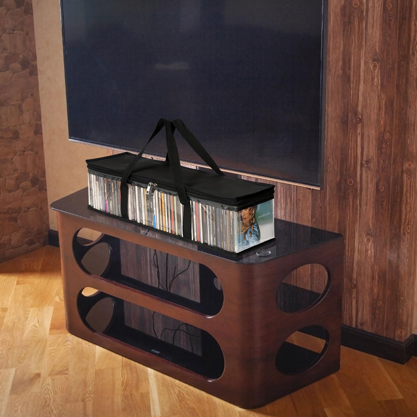 Sac de Rangement Portable pour CD/DVD avec Poignées, Étui PVC Transparent, Lot de 2