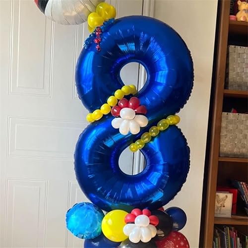 Miniatura 5 de Globo azul marino del número 6, 40 pulgadas, grandes globos de aluminio azul real con números del 0 al 9 para hombres, globos de helio digital 6