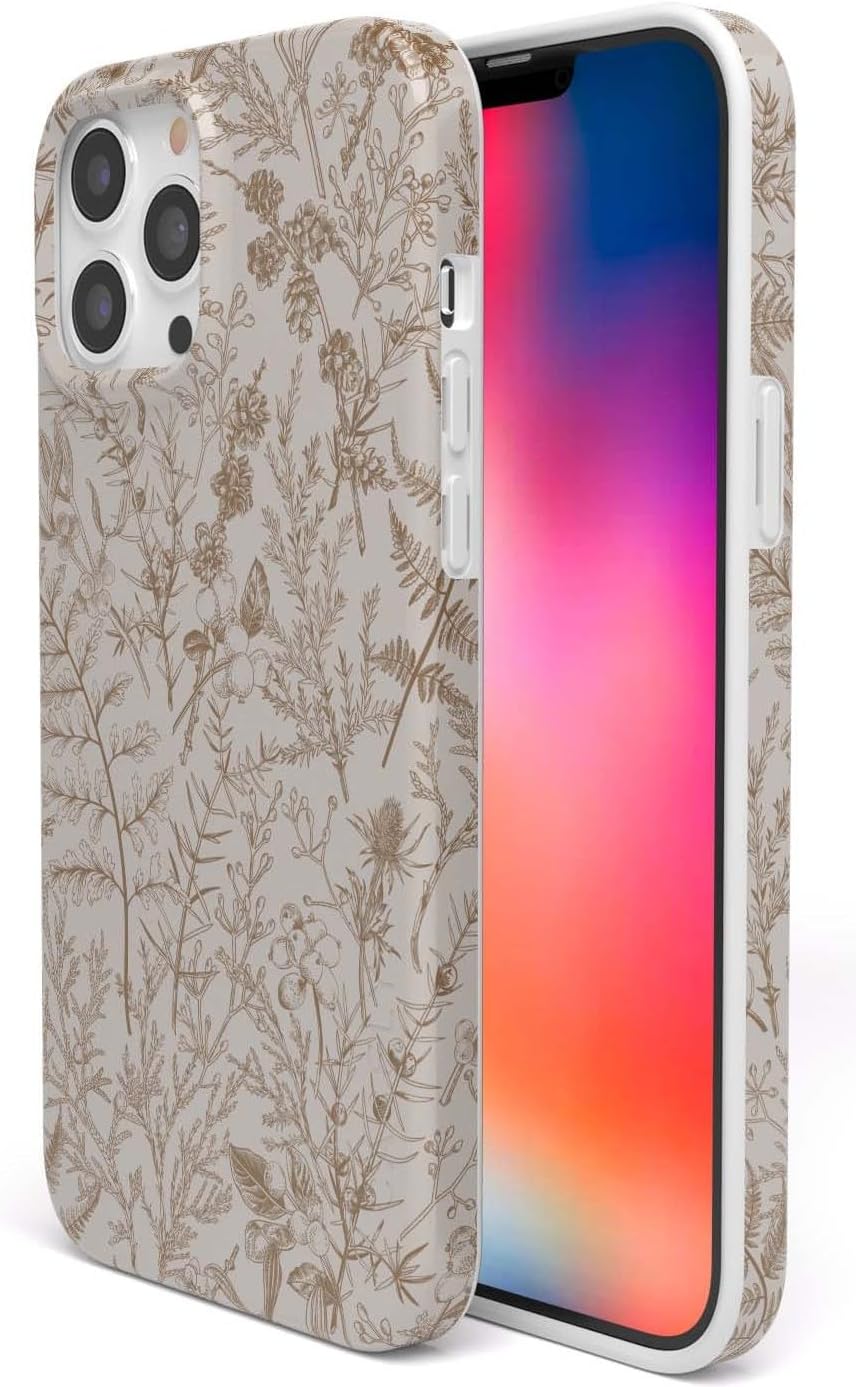 Casely iPhone 14 Pro Case | Beige Garden | Neutral Floral | Compatible with MagSafe | Classic Ultra Slim Design