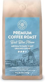 Bali Blue Moon, Medium to Dark Roast Ground Coffee Organic Low Acidic Fresh Roasted Speciality 12 oz.