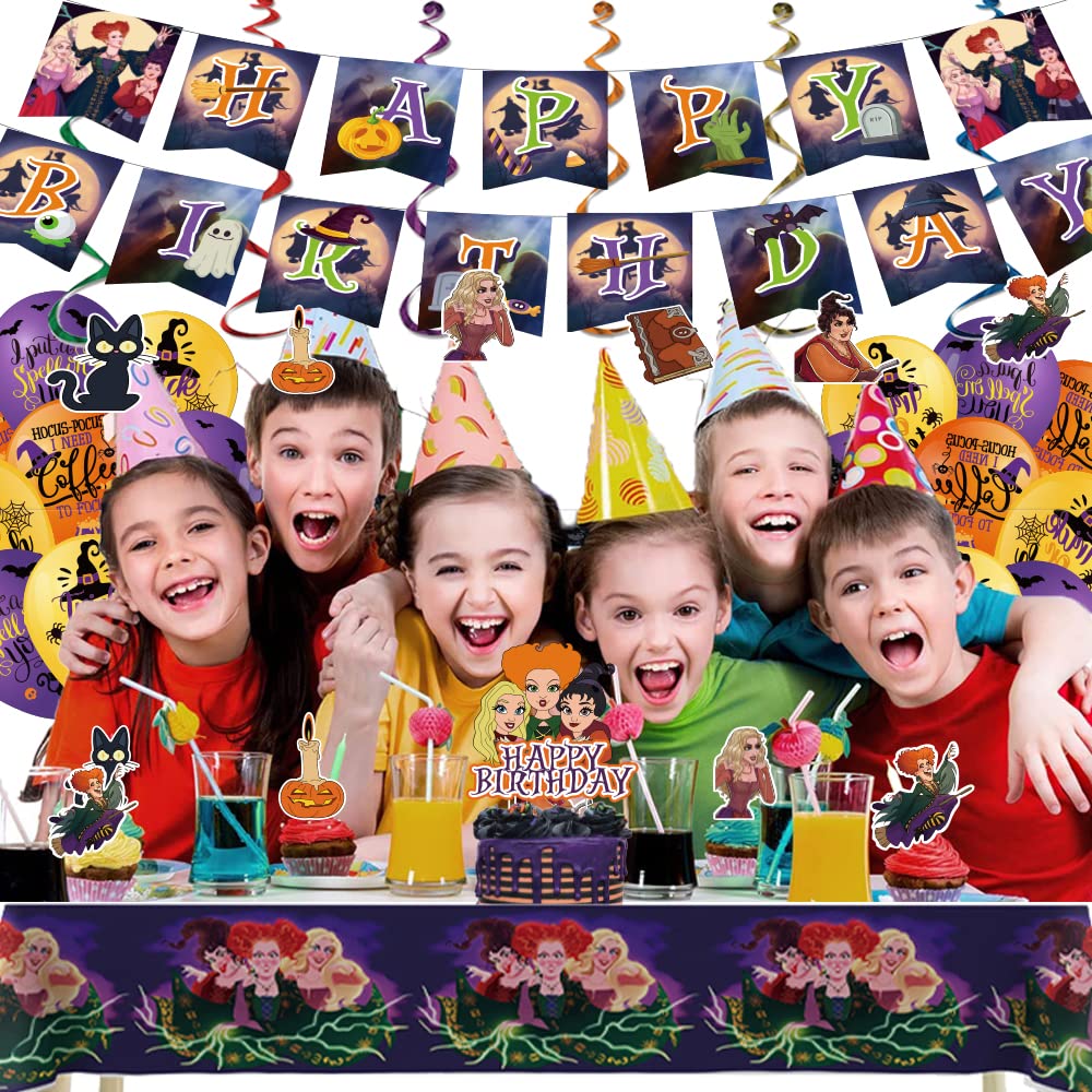 Halloween-Party-Dekoration Set – Hokus-Pokus Theme, Mit Banner, Girlanden & Pompons