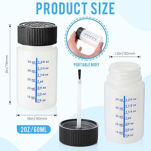 Miniatura 2 de Mumufy 120 botellas de pintura de retoque con cepillo y tapa, botella vacía de retoque con bolas de mezcla, capacidad de líquido de 2 onzas,