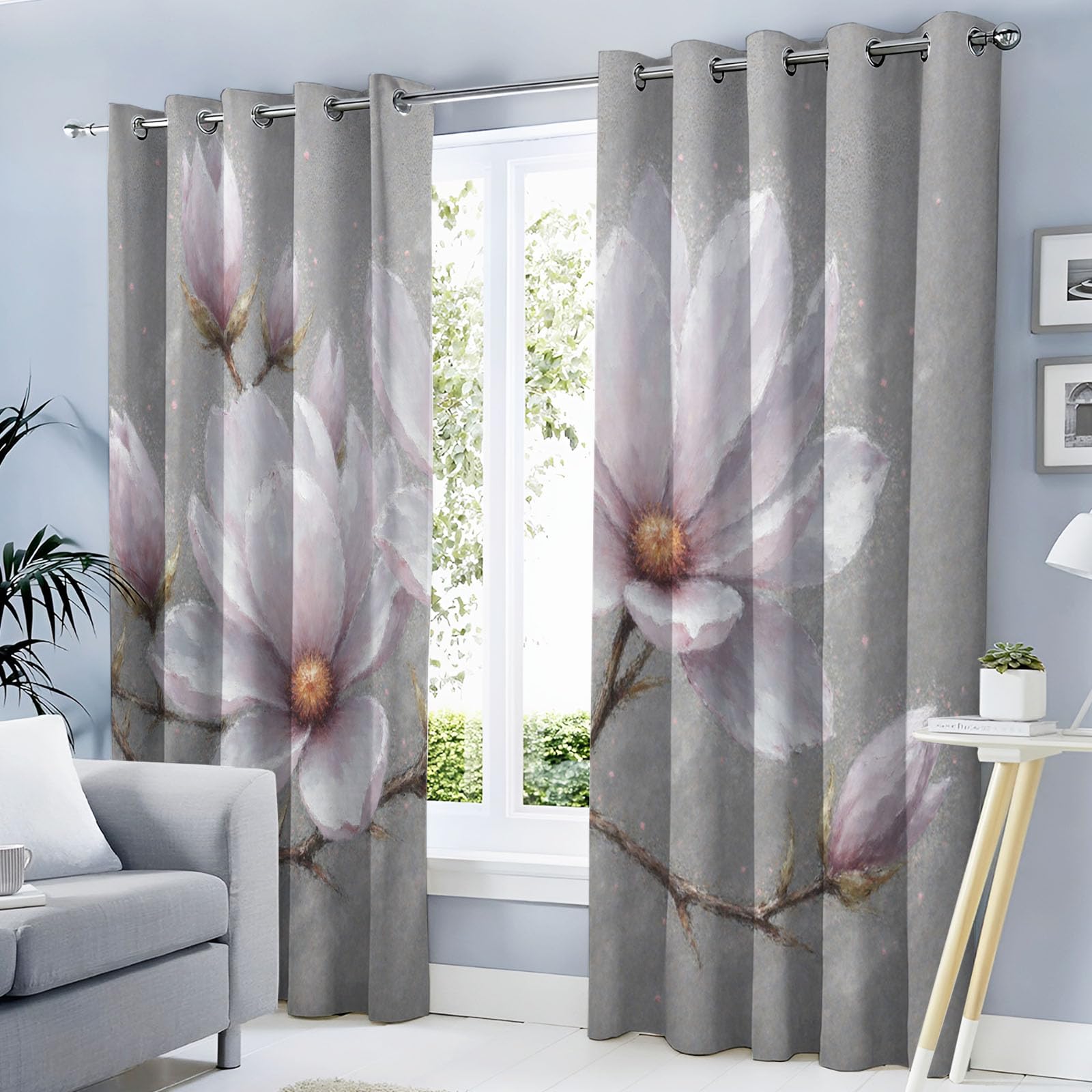 Rideau occultant fleur de branches d'arbre 140x225cm isolant thermique salon chambre