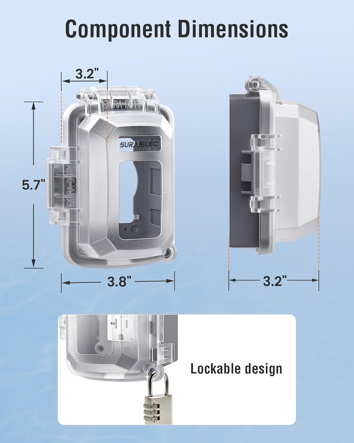SURAIELEC 1-Gang Outdoor In-Use Outlet Cover, UL Listed, Extra-Duty Weatherproof PC Receptacle Cover, NEMA 3R, Horizontal/Vertical Mount, Compatible with GFCI, Duplex Outlets & Switches, Gray, 1-Pack