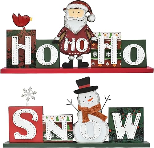 Miniatura 11 de Decoración de mesa de Navidad de madera, letrero decorativo de muñeco de nieve de madera, centros de mesa de Navidad, decoración de vacaciones de