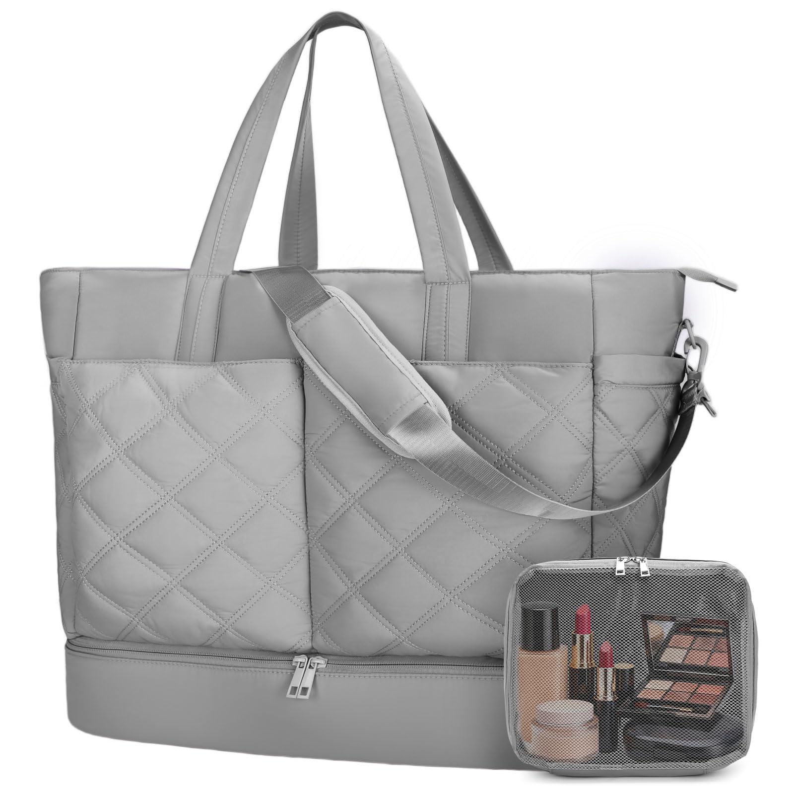 Weekender Bag for Women Men Large Overnight Bag Faux Leather Travel Duffel Bag with Shoe Compartment Toiletry Packing