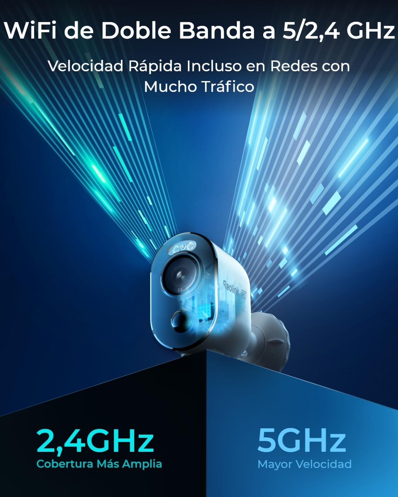 Reolink 4K Camara Vigilancia WiFi Exterior Solar, 8MP Cámaras de Vigilancia Sin Cables con Batería 2,4GHz/5GHz WiFi, Visión Nocturna en Color, Detección Smart, Cloud, Argus 3 Ultra con Panel Solar