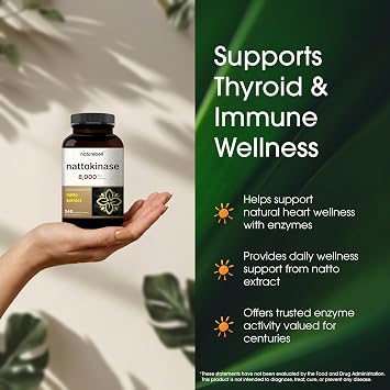 NatureBell Nattokinase - 240 Capsules - 8,000 FU Max Strength from Fermented Natto Extract - for Heart Health, Healthy Circulation & Daily Wellness Support*