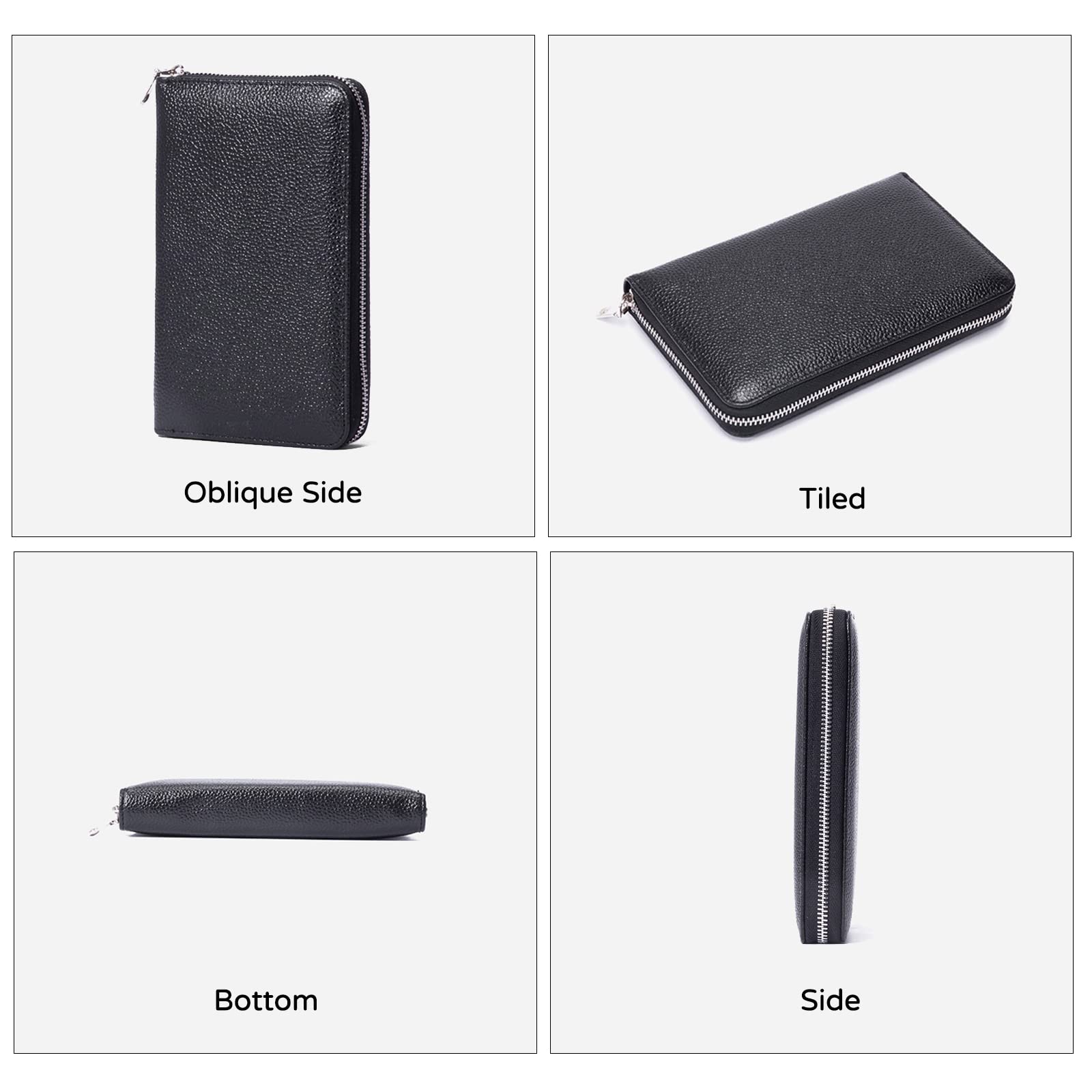 Cartera de Viaje Funda Pasaporte Cartera de Pasaporte con Bloqueo RFID Cuero Porta Documentos Porta Pasaporte para Tarjeta de Crédito para Mujeres Negro